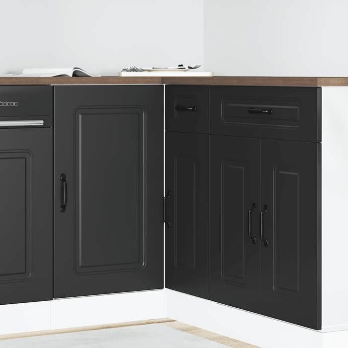 Meuble bas de cuisine - vidaXL - Bois dingénierie - Noir - 86x46x815 cm - Pieds réglables - Grand espace de rangement