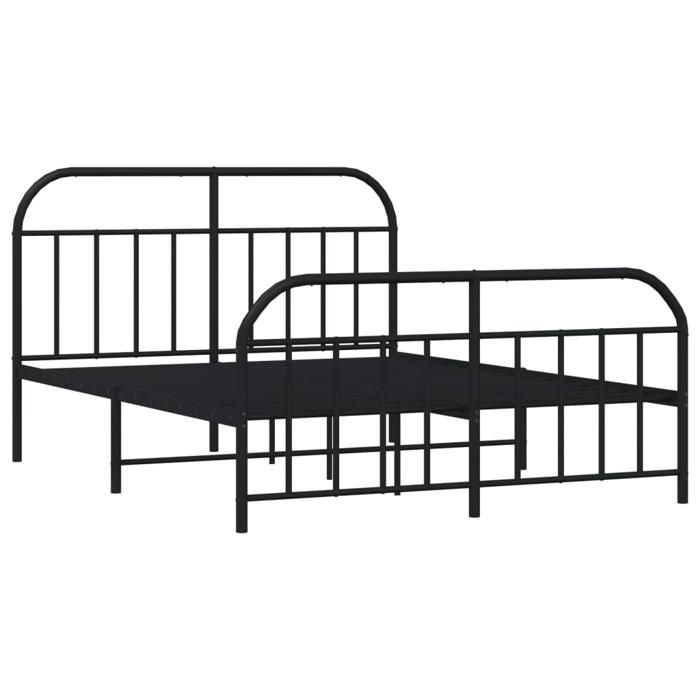 Noir 140 x 190 cm - Lit métal - Cadre de lit métal - matelas non inclus - avec pied de lit noir 140x190cm 001_609413