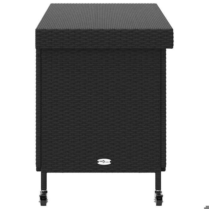 SALE BoutiqueCOFFRE DE JARDIN - YUNYAN - Boîte de rangement de jardin - MEUBLE JARDIN - et roues noir résine tressée _4001351