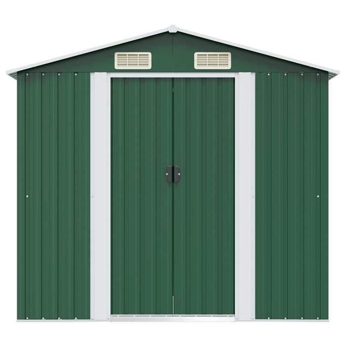 Promotion mars * Cabinet DE JARDIN - YUNYAN - Vert Abri de stockage pour jardin - MEUBLE JARDIN - Métal Vert 204 x 132 x 186cm _6