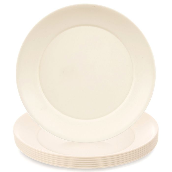 Assiettes Plates en Plastique Sandy - Lot de 6 - 235 cm - Crème