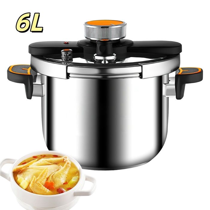 Autocuiseu 6l cocotte-minute pressure cooker marmite express compatible plaques de cuisson à gaz et à induction antidéflagrant