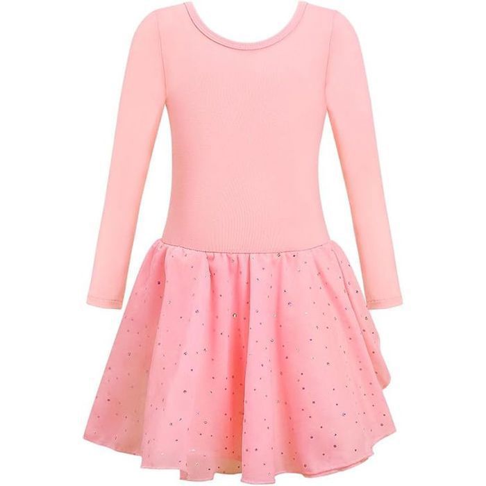 Justaucorps de ballet - SINOEEM - 160 cm - Manches longues - Jupe tutu intégrée - Dos tressé croisé
