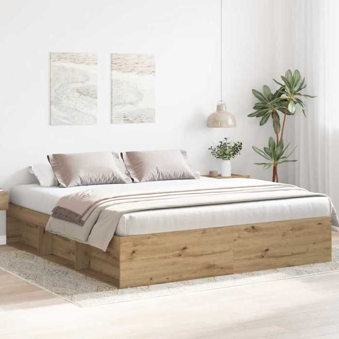 BESTLIFE Cadre de lit sans matelas chêne artisanal 180x200 cmavec manuel de montage（32875837）VIDAXL