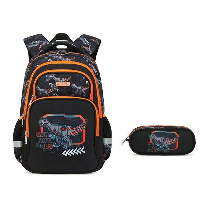 XJYDNCG 2Pcs Cartable Garçon Primaire Sac à dos Enfant Dinosaure Mécanique 42x30x15cm - Noir