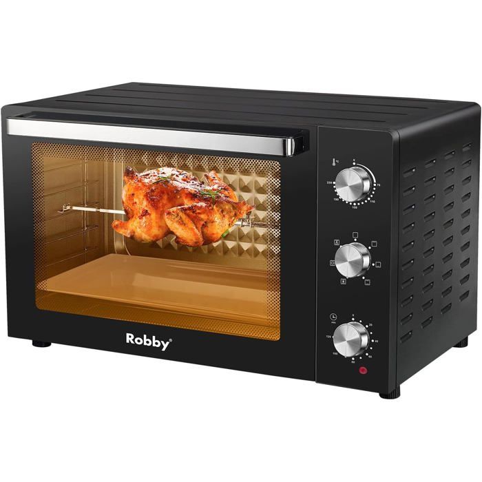Robby Four à chaleur tournante ROMFT80B 80l 2400w Noir avec tournebroche