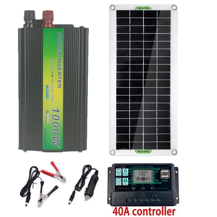 Kit de Panneaux Solaires avec Convertisseur:Panneaux Solaires  20W+Contrôleur de Charge 60A +Onduleur 1000W pour Ménage,Voyage - Cdiscount  Bricolage