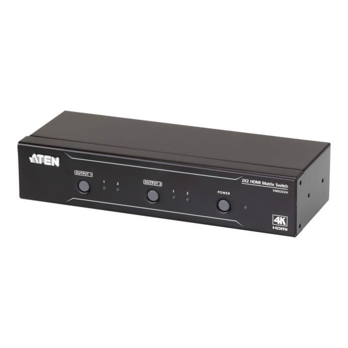 ATEN VanCryst VM0202H 2x2 4K HDMI Matrix Commutateur vidéo-audio Ordinateur de bureau, Montable sur rack