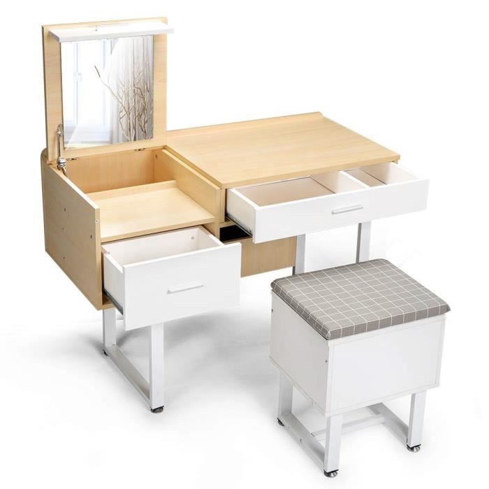 Set De Coiffeuse De Maquillage En Bois Avec Miroir Bureau De Maquillage Table Tabouret Pour Chambre 106 49 75cm Achat Vente Coiffeuse Set De Coiffeuse De Cdiscount
