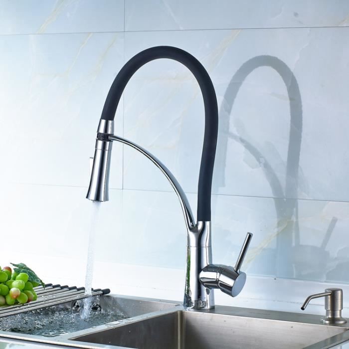 Robinet Cuisine Mitigeur Avec Douchette Rabattable 360 Argent Noir Achat Vente Robinetterie De Cuisine Robinet Cuisine Mitigeur A Cdiscount