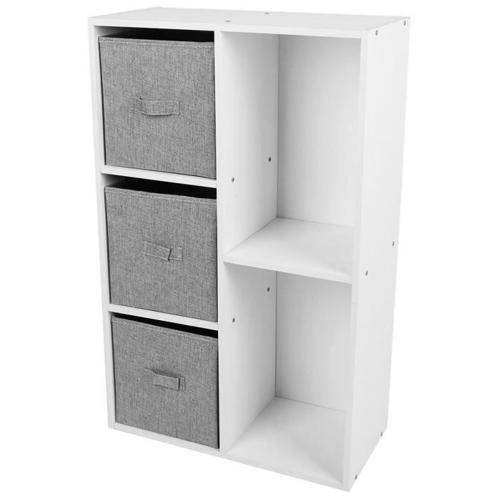 Meuble De Rangement 5 Casiers Bibliotheque Etagere Cube Avec 3