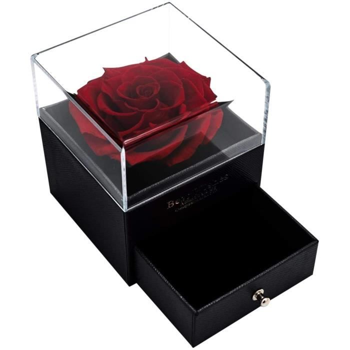 Rose Rouge Boîte-Cadeau, Immortelle Enchantée Vraie Rose, Fleur Rose  Éternelle dans Une Boîte À Bijoux, Cadeau pour Elle Le Jou[257] - Cdiscount  Maison