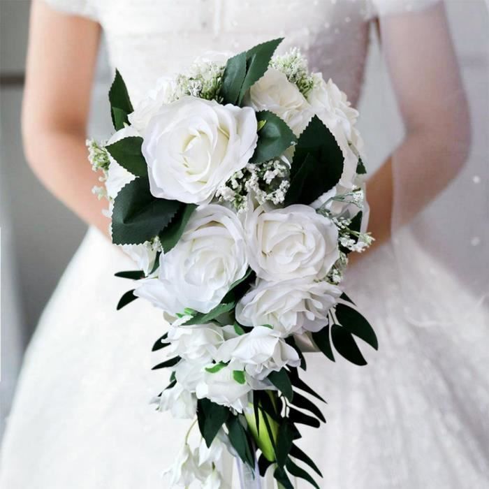 Main De Mariage Bouquet De Mariée Tenant Des Fleurs Artificielles 