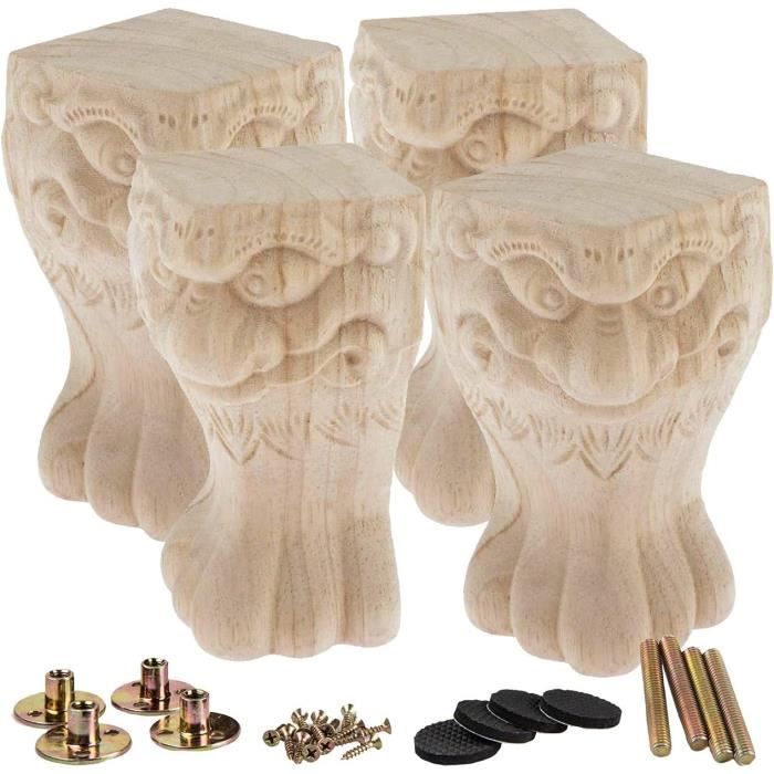 Pieds De Meubles En Bois, Lot De 4, Pieds De Meubles En Bois Massif Axe Filete M10 Pieces De Pieds~p139341452