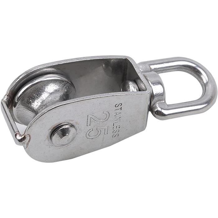 2 Poulies Doubles En Acier Inoxydable M25 - Capacité 150 Kg Chacune, Pivot 360° - Pour Levage, Gréement, Camping - 3