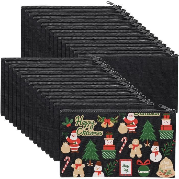 Lot De 30 Pochette Tissu Zipp?�e Noir Trousse En Toile Personnalisable, 12??21Cm Trousse En Tissu 