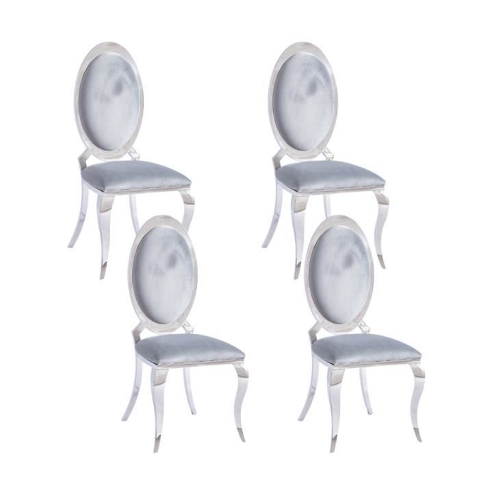 lot de 4 chaises angel baroque chrome velours gris