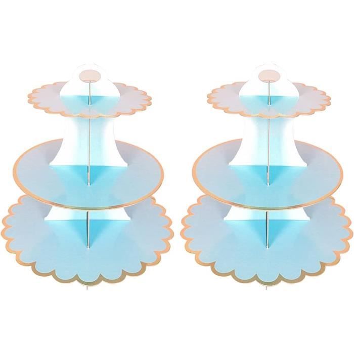 Soleebee Présentoir à Gâteaux 3 Étages En Carton - Pour Cupcakes, Muffins, Fêtes Et Événements - Couleur AB