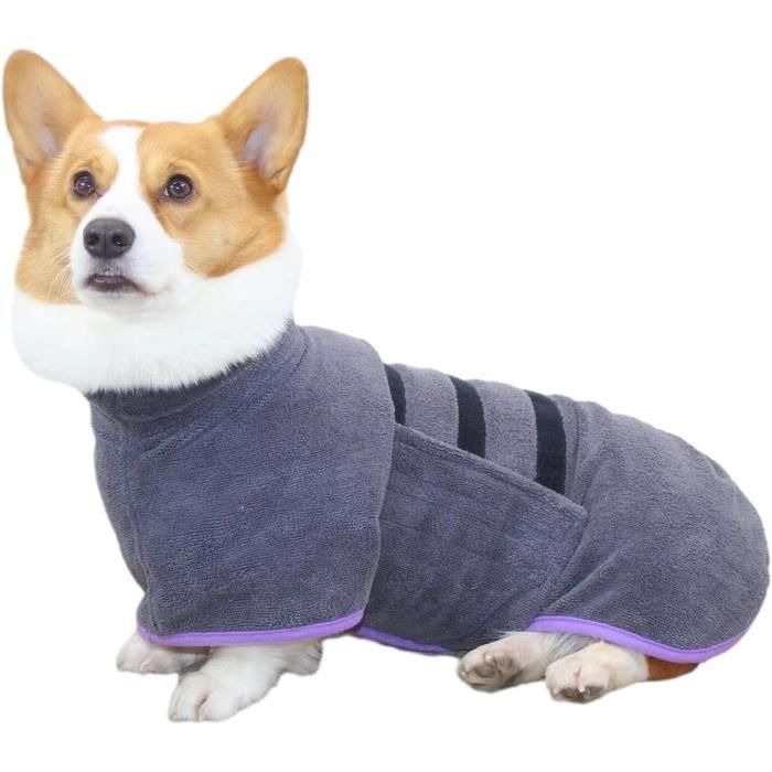 Peignoir De Bain Pour Chien En Microfibre - Serviette Absorbante Réglable, Taille XS, Funny
