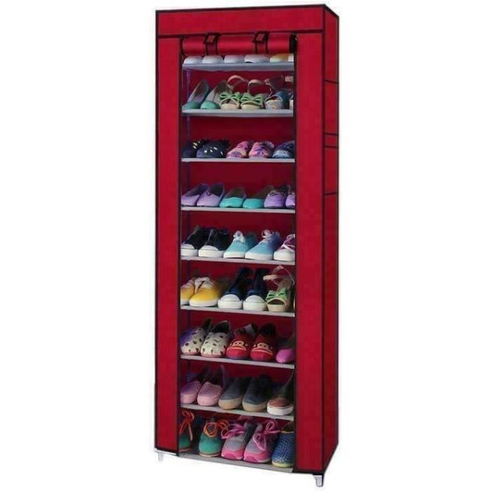 Meuble À Chaussures 10 Étagères 60 X 30 X 160 Cm Jusqu'À 27 Paires De
