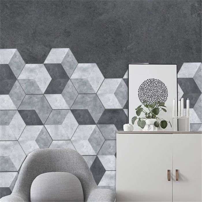 10pcs Hexagonal Mur Carrelage Autocollants Cuisine Huile Preuve