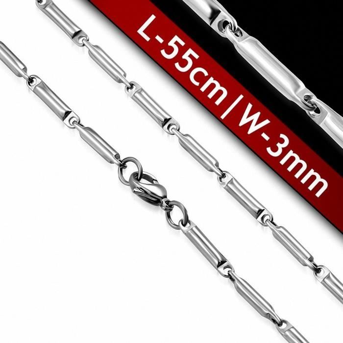 Collier Maille Rolo Acier Inoxydable Homme/Femme - Chaîne 3mm à 12mm - Longueur 45-75cm - Argenté, Or, Noir