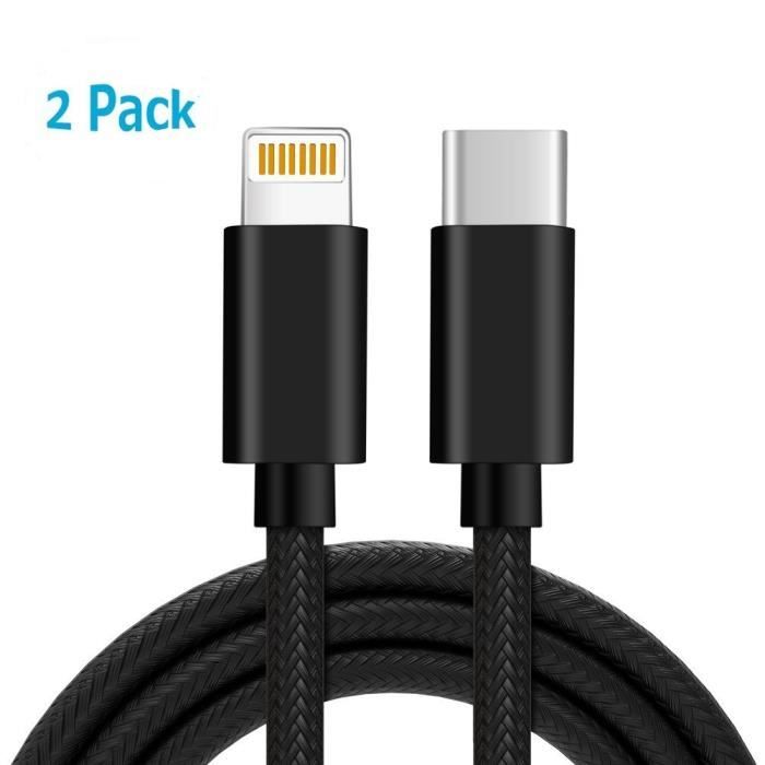 Câble USB Type C vers Lightning,Lot de 2 1m Câble de Donnée pour iPhone