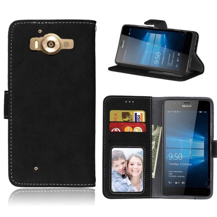 Custodia Flip In Tessuto Oxford E Pelle PU Per Microsoft Lumia 950 XL: Cover Magnetica Con Portafoglio E Supporto, Antiurto