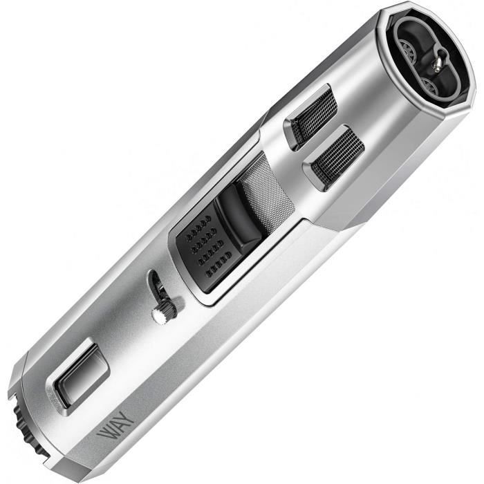 Briquet tempête coupe-vent : WIYETY Briquet à gaz rechargeable, briquet jet long pour cheminée, barbecue (vendu sans gaz) (bleu