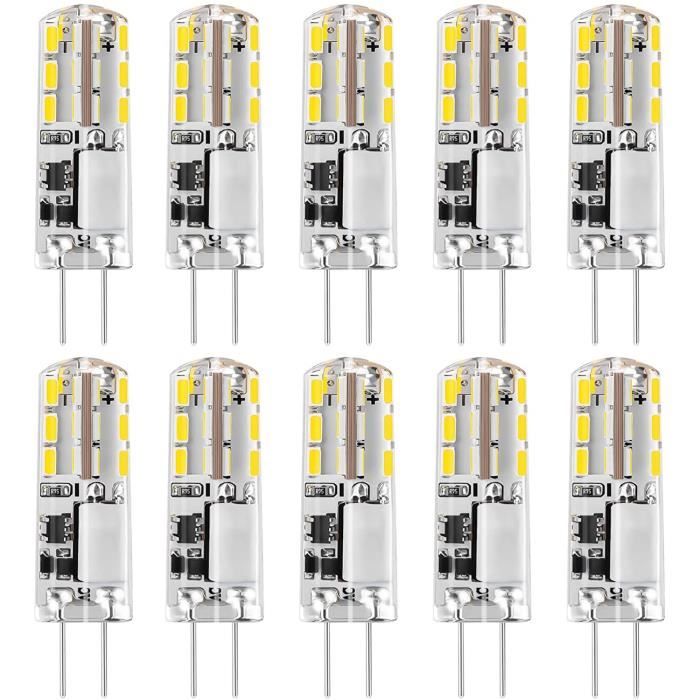 Lot de 10 ampoules LED G4 12 V Blanc lumière du jour 6000 K 1,24 W AC
