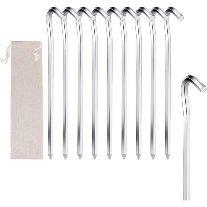 24 Piquets De Tente En ABS Jaune - 14 Cm - Avec Sac De Rangement - Pour Camping