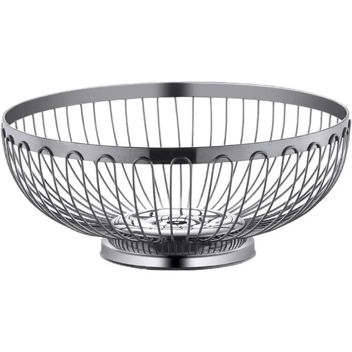 HEYNNA Pure Coupe à Fruits En Acier Inoxydable Noir Mat - Corbeille 28cm Design Scandinave