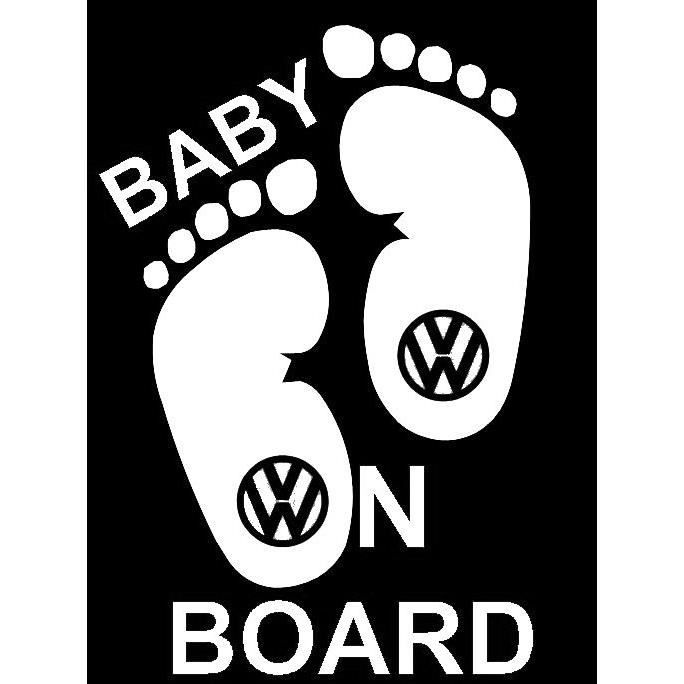 Stickers Carrosserie Bebe A Bord Volkswagen VW Colorie Blanc