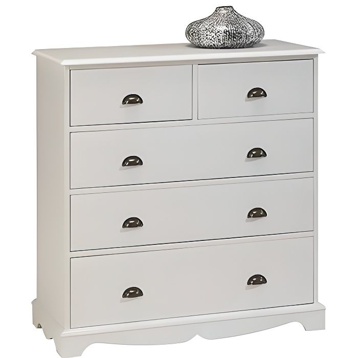 Commode Blanche 5 Tiroirs De Style Anglais Achat Vente Commode De Chambre Commode Blanche 5 Tiroirs D Metal Bois Pin Massif Mdf Cdiscount