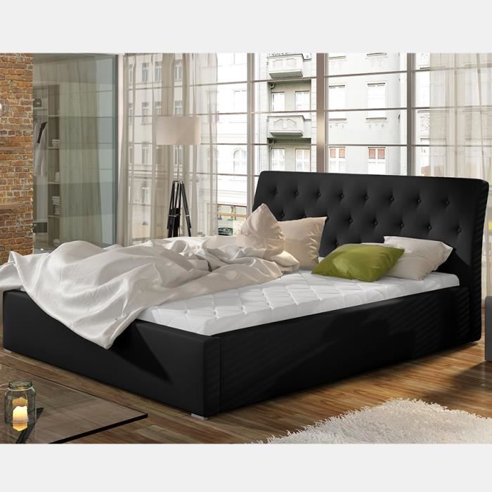 lit adulte noir 180x200 cm milas noir l 200 x h 93 x p 223 cm cdiscount maison