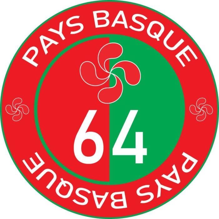 64 Pays Basque Euskal Herria croix basque Lauburu rouge et vert rond autocollant adhésif sticker logo867 (Taille: 4 cm)