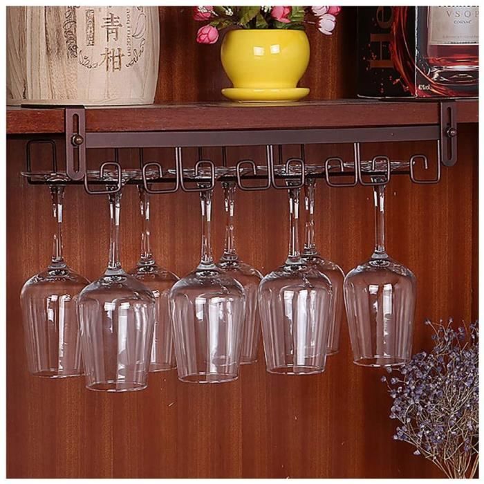 Porte-verres à Vin Sous Meuble – 1 Rangée, Couleur Cuivre Rouge, En Fonte – Pour Rangement élégant De Verres à Pied - 8