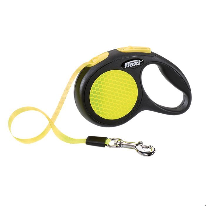 Laisse - Flexi - New Neon XS Tape - 3 m - Noir/Jaune fluo - Pour petits animaux jusquà 12 kg Laisse - Flexi - New Neon XS Tape - 3 m - Noir/Jaune fluo - Pour petits animaux jusquà 12 kg