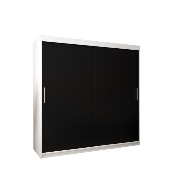 ARMOIRE 2 PORTES COULISSANTES TOKYO 200x200 CM Blanc Noir 200 x 200
