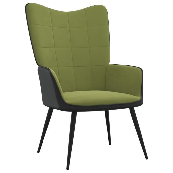 best home - chic chaise salon - fauteuil de relaxation vert clair velours et pvc, luxe & glamour fr8063