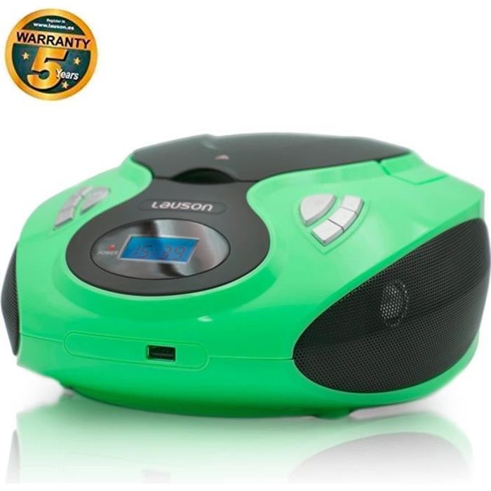 Lauson MX14 Lecteur CD Radio Stéréo FM. Lecteur USB pour MP3. Prise Entrée AUX et Sortie Casque
