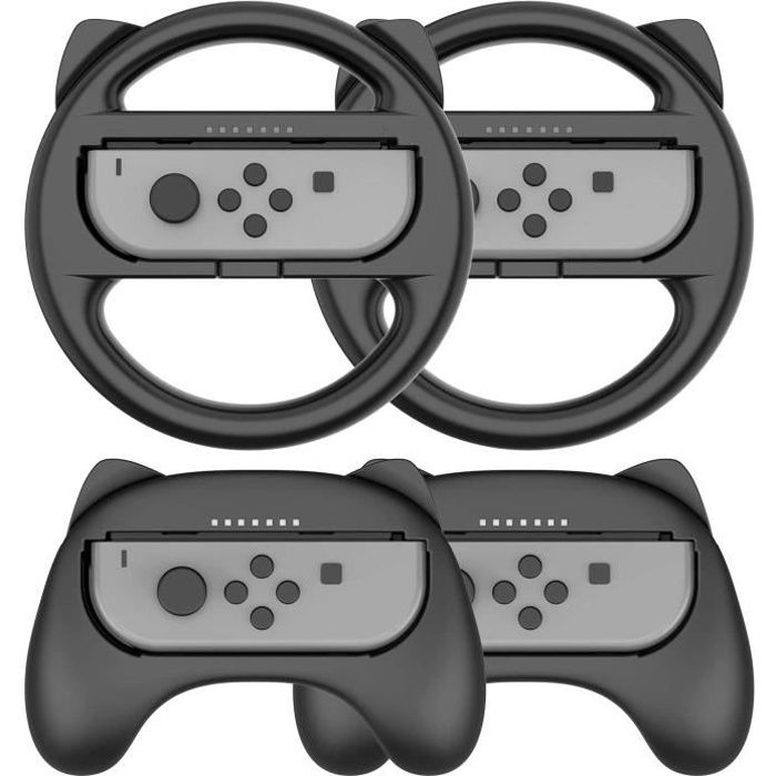 Manette de volant pour Nintendo Switch Joy Con,Accessoires de jeux de course Nintendo Joy Con Poignée pour Mario Kart Party Noir