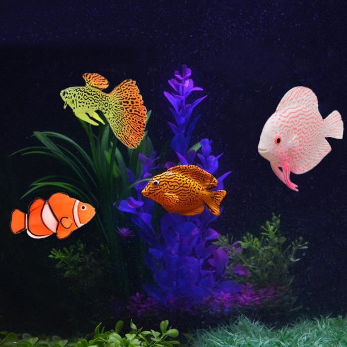 poisson de simulation d'aquarium, poisson lumineux d'aquarium en silicone, pour aquarium ménage jardin bureau aquarium