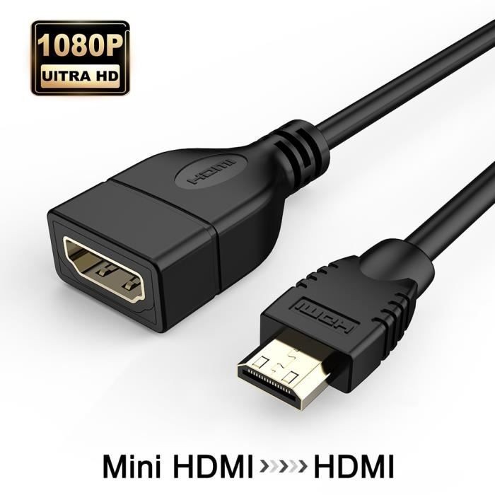 1 Adaptateur Convertisseur Micro HDMI - HDMI D Mâle vers HDMI Femelle Or