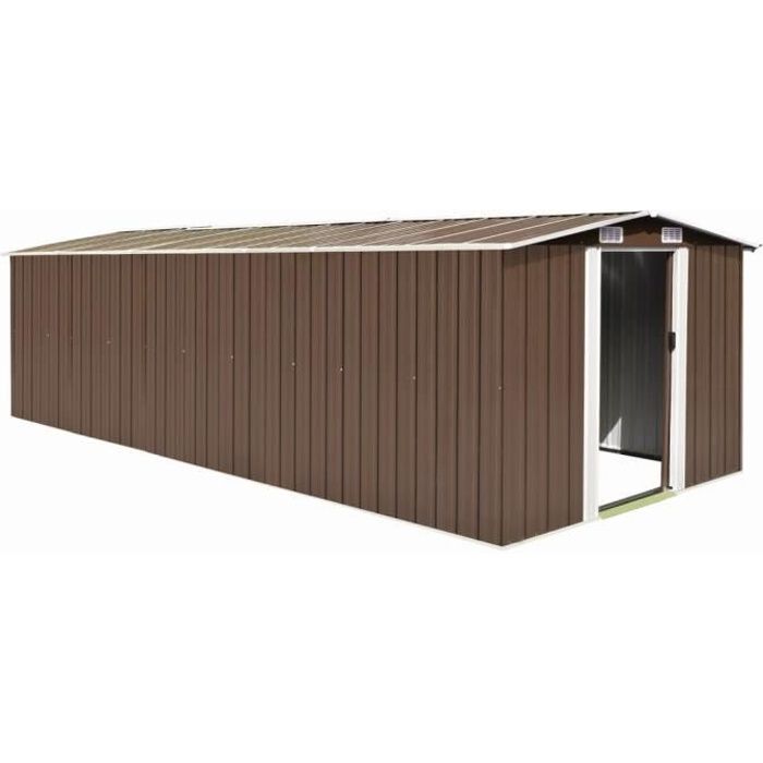 Qualite Luxe C Abri De Jardin Cabanon Garage Rangement 257x580x181 Cm Metal Marron Cdiscount Jardin