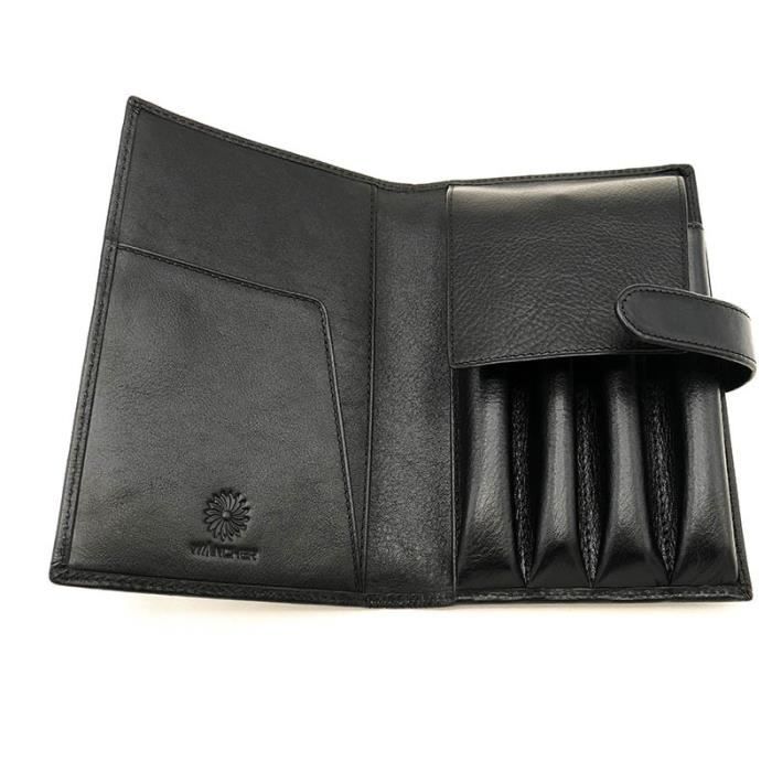 Étui à Stylo Plume En Cuir Véritable 3 Emplacements - Marron, Pochette Zippée Élégante Et Pratique