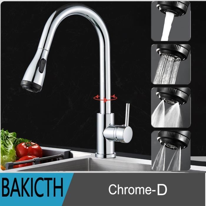Robinet de cuisine à douchette rétractable 1 poignée Umberto chrome