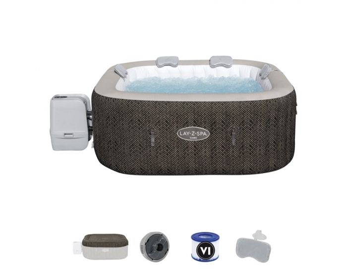 Spa gonflable carré Lay-Z-Spa Cabo Hydrojet - BESTWAY - 180 x 180 x 71 cm - 140 Airjet™ - 4 Hydrojet™