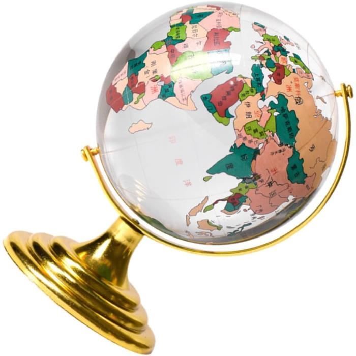 Globe Terrestre En Cristal/verre - Sphère Décorative Avec Carte Du Monde, Ornement De Bureau Ou Cadeau De Collection