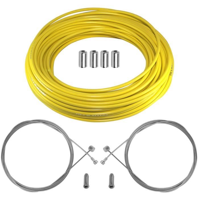 Kit câble gaine de frein vélo jaune CYCLINGCOLORS - Route VTT - Téflon - Universel